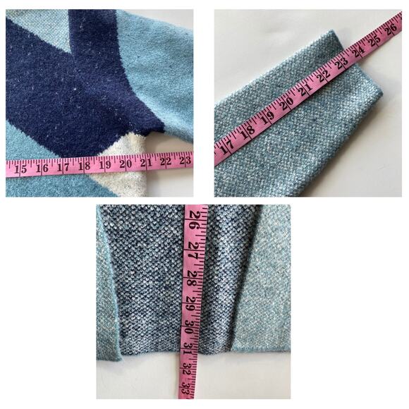 Denim & Co. Colorblock Long Cardigan Sweater Women S Blue Geometric Preppy NEW - Picture 7 of 7